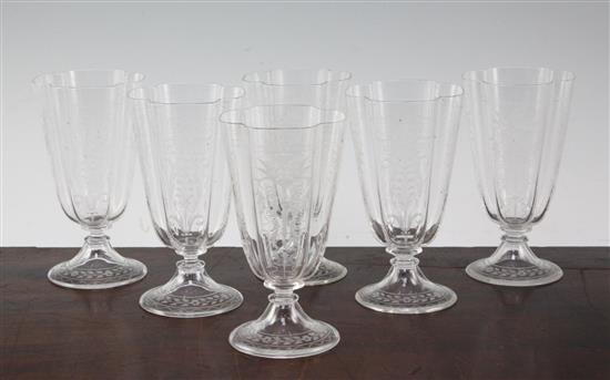 A set of six Lobmeyr quatre lobed drinking glasses, late 19th century, 14.3cm